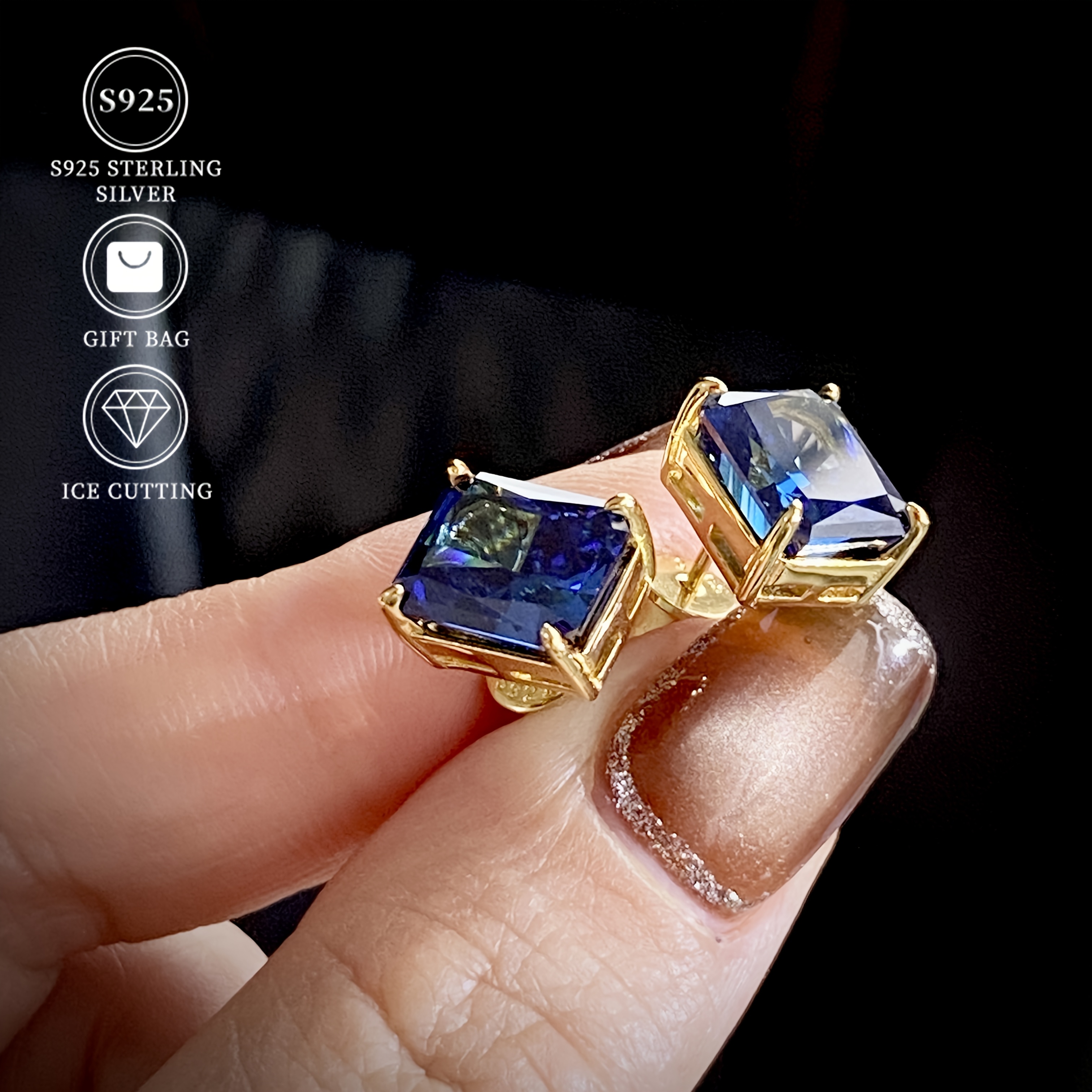 Women's Exquisite Tanzanite Blue 925 Sterling Silver Earrings